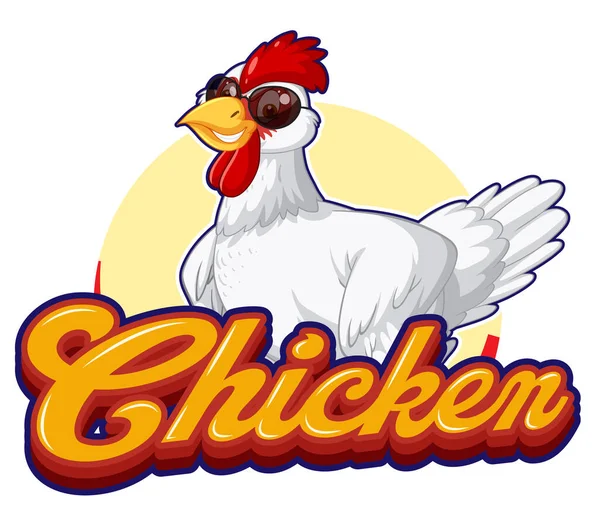 Huhn Mit Sonnenbrille Zeichentrickfigur Logo Illustration — Stockvektor