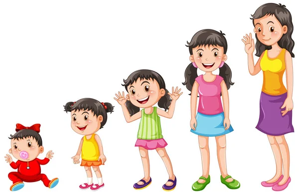Children Different Stages Illustration — Stock Vector