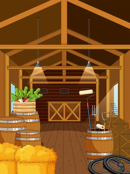 Scene Barn Illustration — Stock Vector