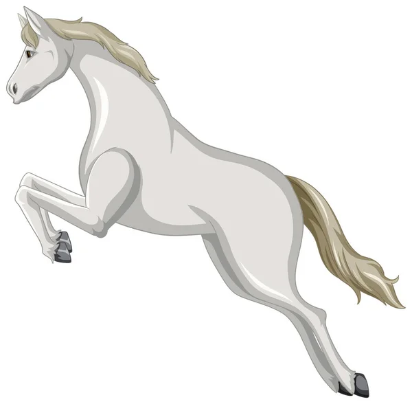 Ilustración Dibujos Animados Salto Caballo Blanco — Vector de stock