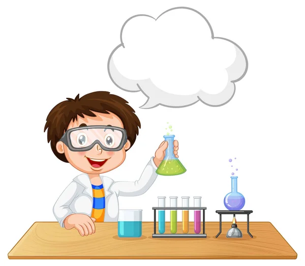 Scientist Experiment Speech Bubble Illustration — Stock Vector