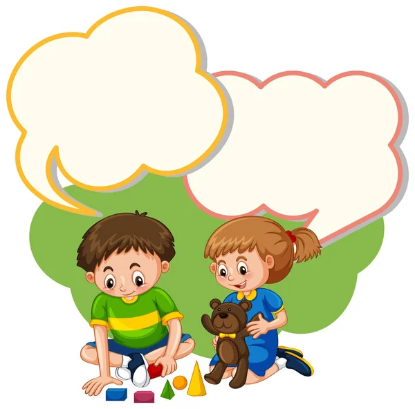 带有儿童和玩具插图的语音泡沫模板 — 图库矢量图片