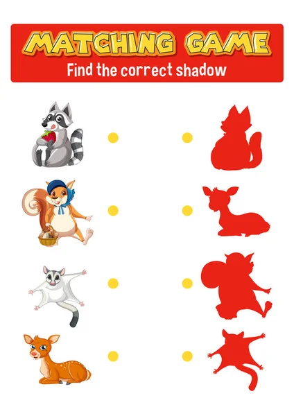 Worksheet Design Matching Shadow Illustration — Stock Vector