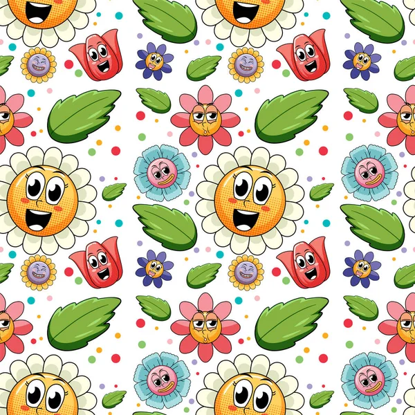 Nahtloser Hintergrund Mit Bunten Blumen Illustration — Stockvektor