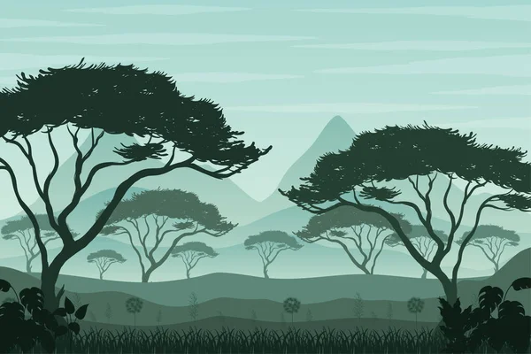 Silhouette Ombre Scène Forestière Illustration — Image vectorielle