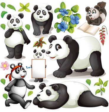 Beyaz arkaplan illüstrasyonuna kurulmuş sevimli hayvanlar