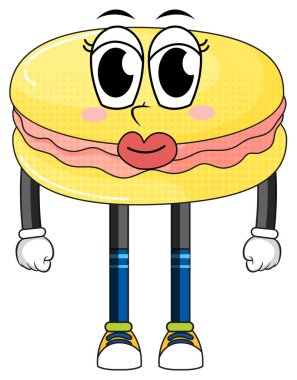 Kolları ve bacakları resimli sarı makarna.