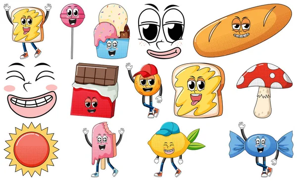 Beyaz arkaplanda klasik yemek karikatürü olan yüz ifadesi.