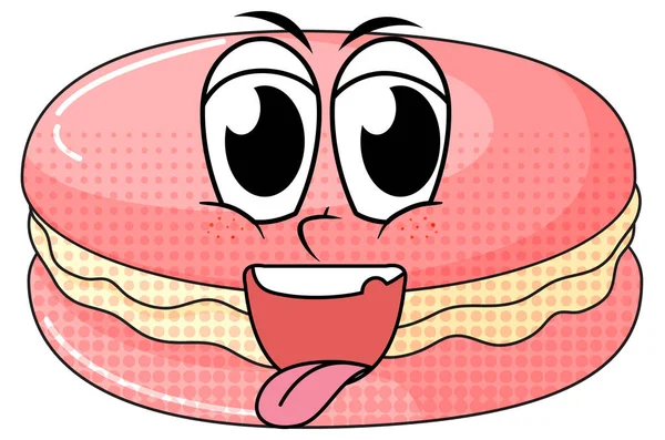 Рожевий Макарон Щасливою Ілюстрацією Обличчя — стоковий вектор
