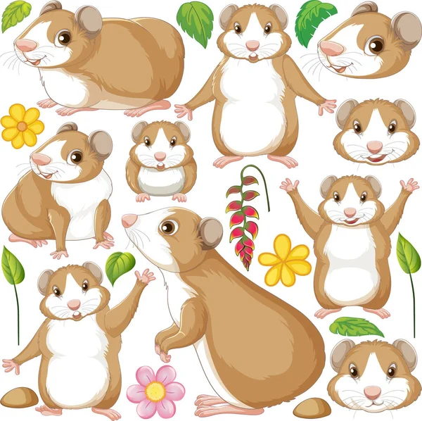 Seamless Pattern Cute Hamsters Illustration — Stock Vector