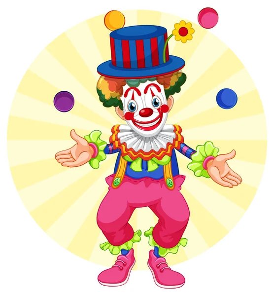 Colourful Clown Cartoon Character Illustration — Stock Vector