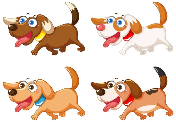一套可爱的狗卡通人物插图 — 图库矢量图片