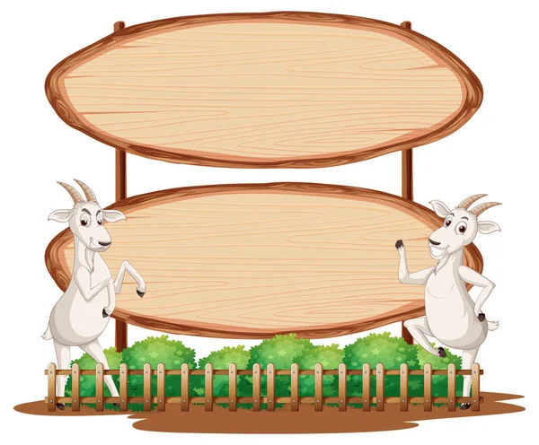 Letrero Madera Ovalado Blanco Con Ilustración Animal — Vector de stock