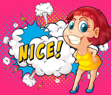 Kısaltma ve yüz ifadesi retro çizgi roman tasarımı illüstrasyonu