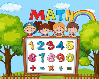Matematik sembolleriyle 0 'dan 9' a