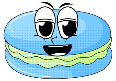 Mutlu yüzlü mavi bir makaron.