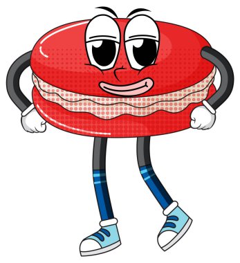 Kolları ve bacakları resimli kırmızı makarna.