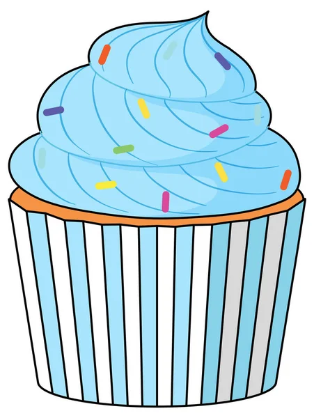 Cupcake Com Creme Azul Ilustração —  Vetores de Stock