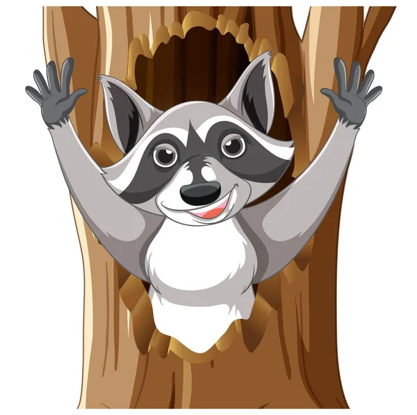 Raccoon Happy Face Illustration — Stock Vector