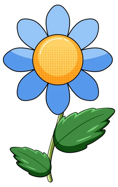 Blaue Blume Mit Grünen Blättern Illustration — Stockvektor