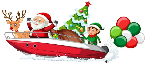 Delivery Christmas Gift Speed Boat Illustration — Stock Vector