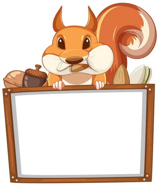 Whiteboard Template Cute Squirrel Eating Illustration — Stock Vector