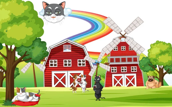 Serie Diversi Animali Domestici Nell Illustrazione Dell Azienda Agricola — Vettoriale Stock