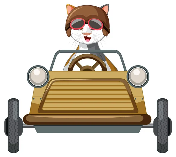 Karikatura Kočka Mýdlo Box Derby Auto Ilustrace — Stockový vektor