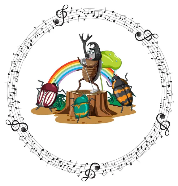 Cartoon Beetle Music Band Illustration — Stock Vector