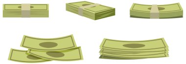 Para banknotları çizgi film stili illüstrasyonunda yığın