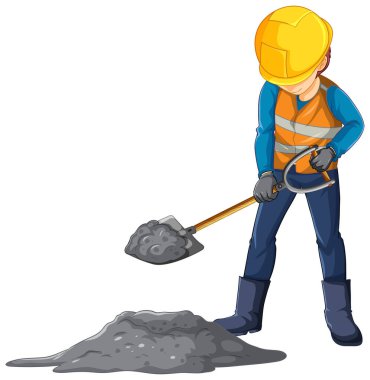 İnşaat işçisi çizgi film karakteri çizimi