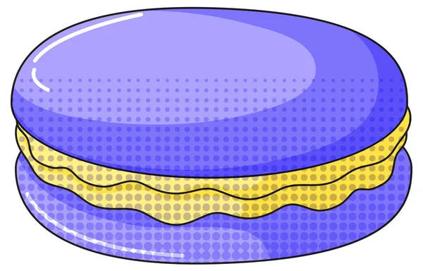 Blauwe Macaron Met Gele Crème Illustratie — Stockvector