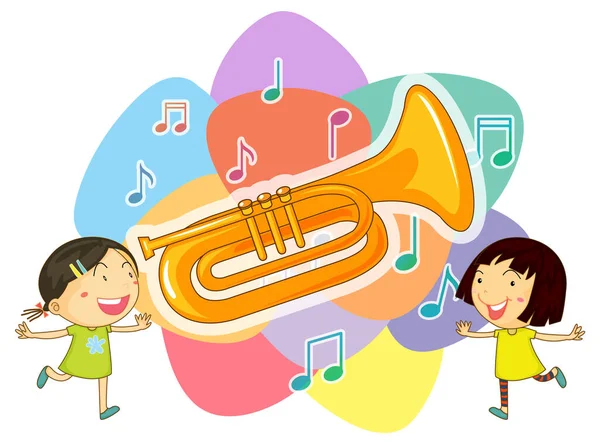 Cute Cartoon Character Music Instrument Illustration — Stock Vector
