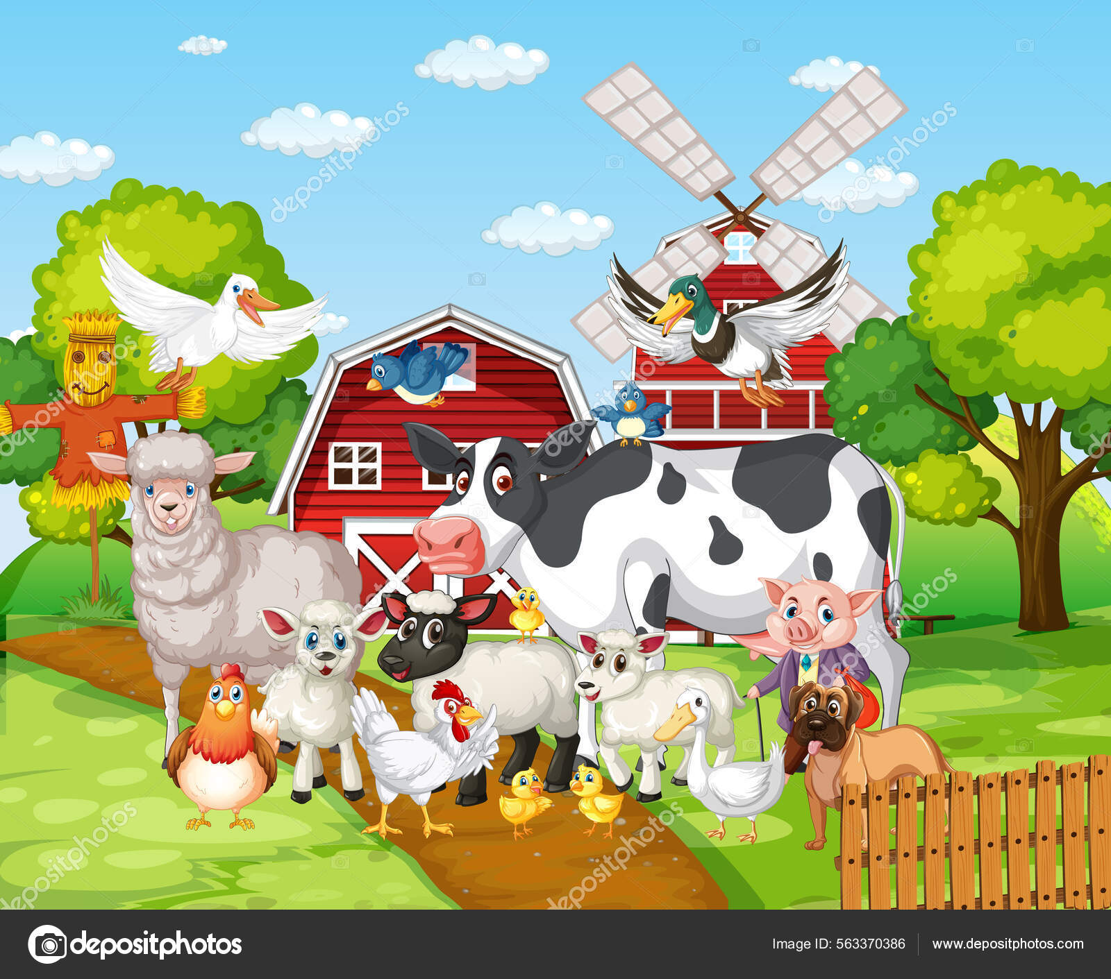 Many Farm Animals Farm Illustration Stock Vector Image by