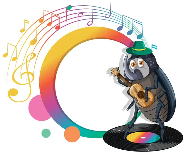 Beetle Playing Guitar Cartoon Character Illustration — Stock Vector
