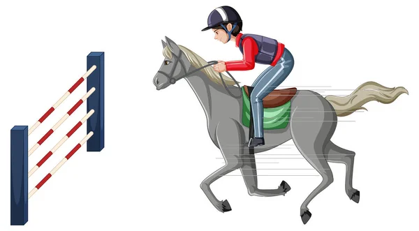 Olahraga Berkuda Dengan Manusia Atas Kuda Ilustrasi - Stok Vektor