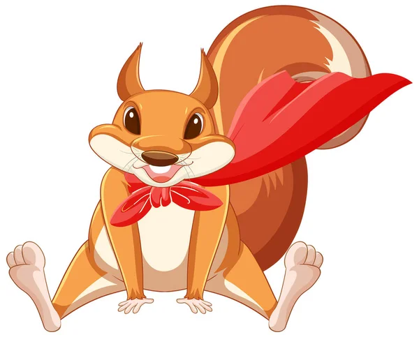 Nettes Eichhörnchen Mit Glücklichem Lächeln Illustration — Stockvektor