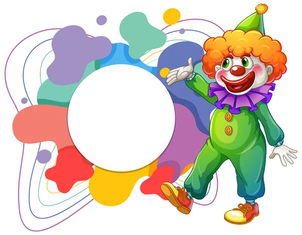 Leuke Clown Met Blanco Kleurrijke Frame Banner Illustratie — Stockvector