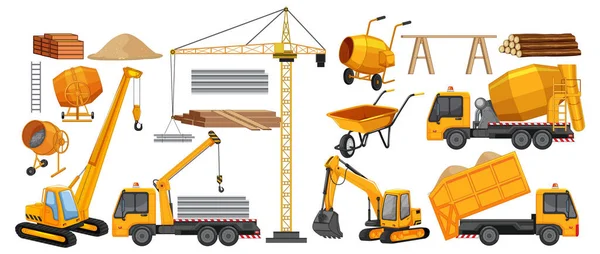 Set Construction Site Objects Illustration — Stock Vector