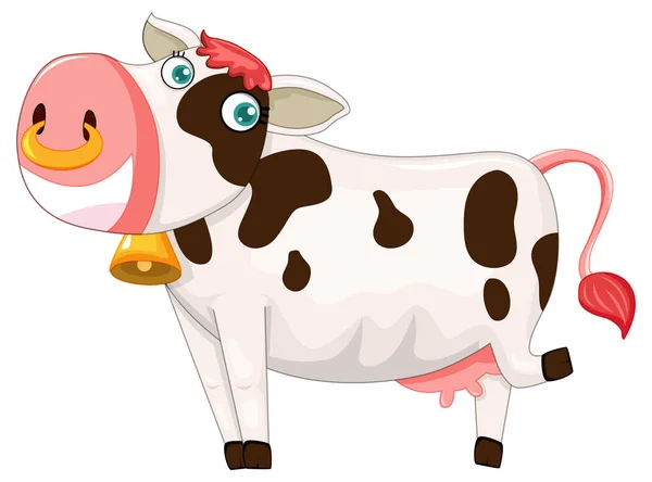 Vaca Feliz Dibujo Animado Personaje Ilustración — Archivo Imágenes Vectoriales