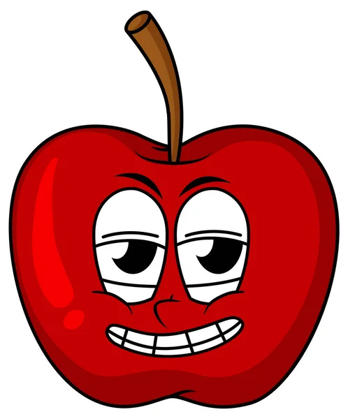 Pomme Rouge Avec Illustration Visage Heureux — Image vectorielle
