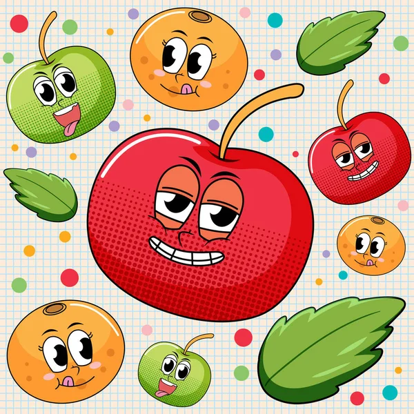 Nahtloser Hintergrund Mit Glücklichen Früchten Illustration — Stockvektor