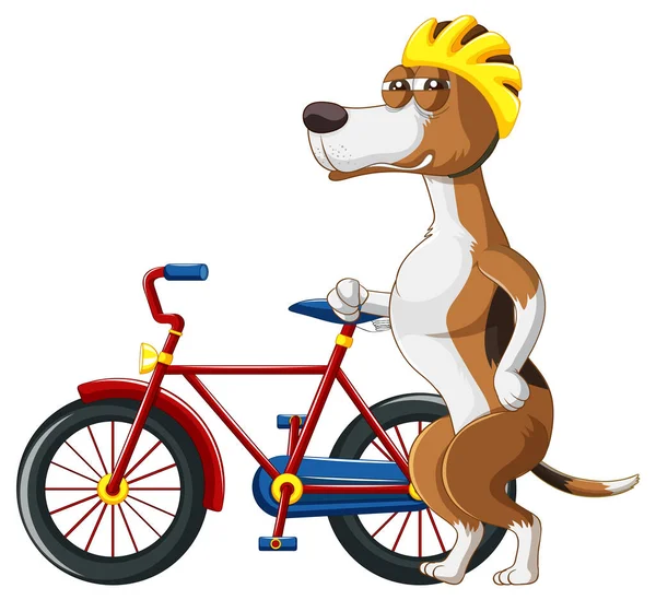 Bisiklet Çiziminin Yanında Iki Ayak Üstünde Duran Bir Köpeği — Stok Vektör