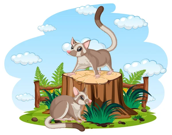 Deux Planeurs Sucre Dans Jardin Illustration — Image vectorielle