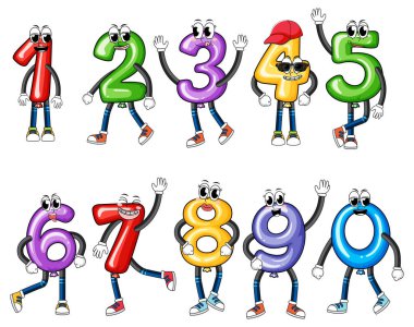 Matematik sembolleriyle 0 'dan 9' a