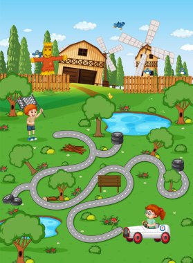 Bir çiftlik oyunu şablonu çizimi