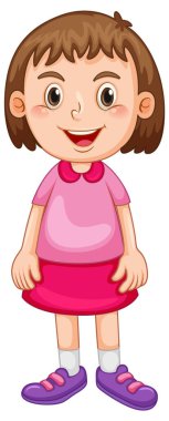 Little girl wearing pink skirt illustration