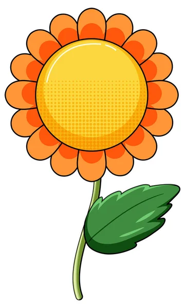 Zonnebloem Met Groene Bladeren Illustratie — Stockvector