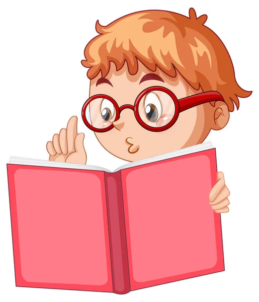 Kleine Jongen Lezen Boek Illustratie — Stockvector
