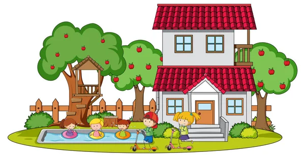 Doodle Huis Cartoon Ontwerp Illustratie — Stockvector